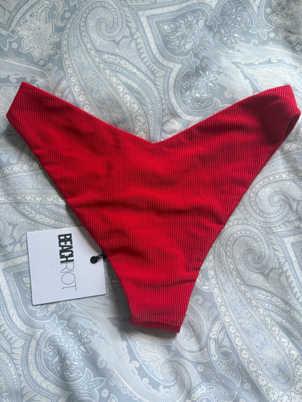 Beach Riot Red Ribbed Bandeau Bikini Set - Picture 8 of 9